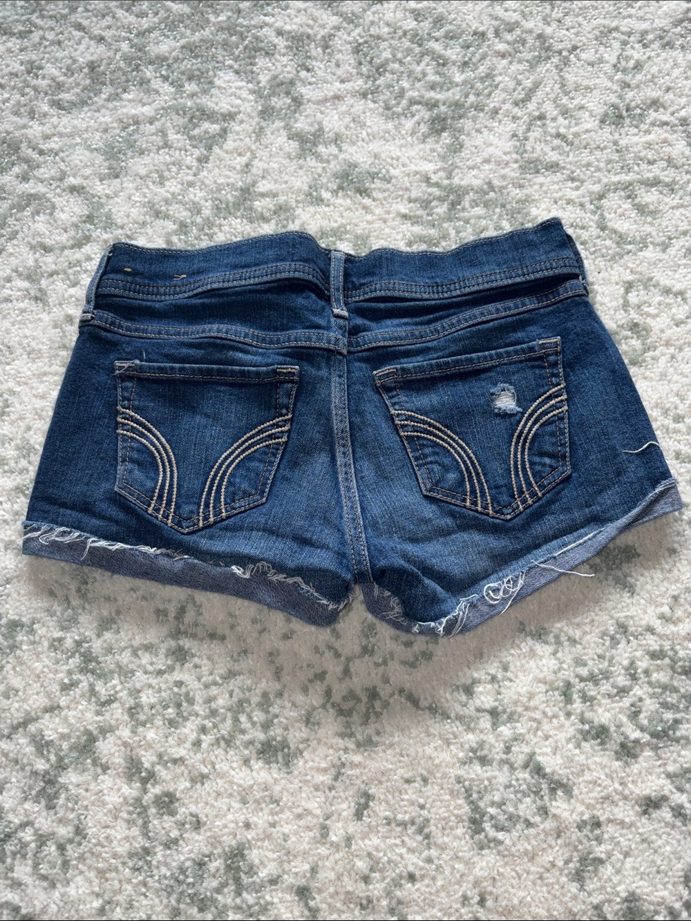 Hollister Dark Blue Distressed Denim Shorts - Picture 2 of 2